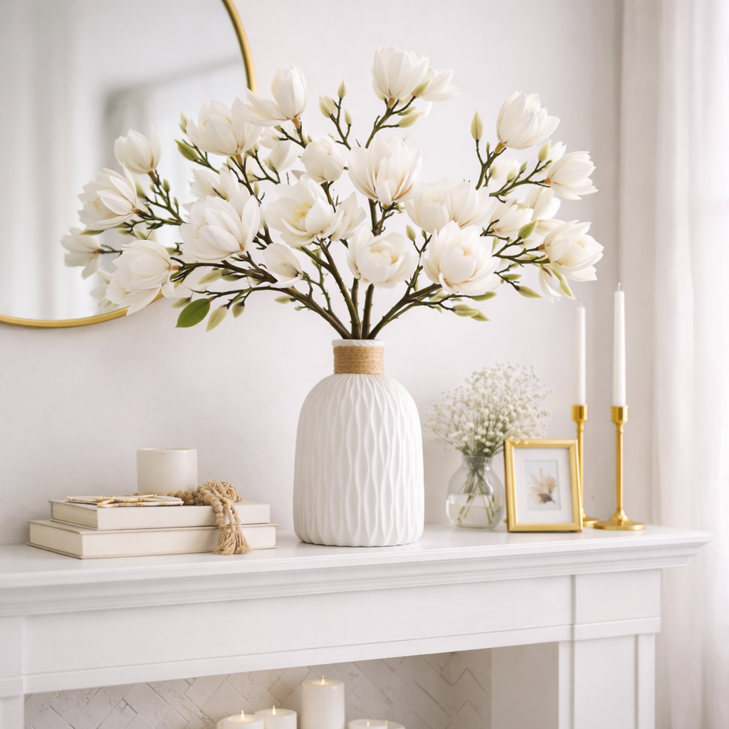 Artificial Magnolia Flower Branches Stem