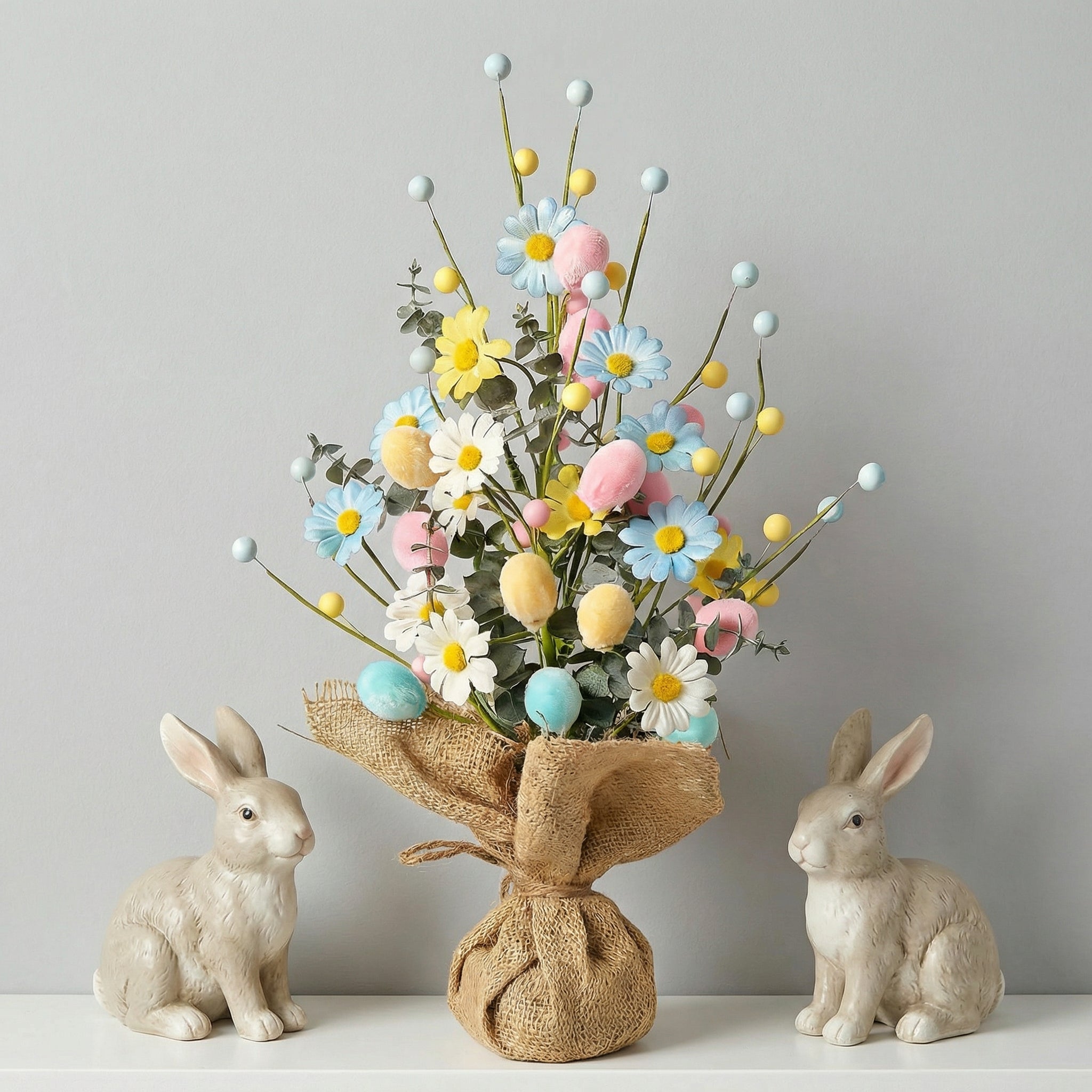 Easter Egg Tree Decoration,Easter Table Tree Decoration, Artificial Easter Egg Tree with Burlap Base
