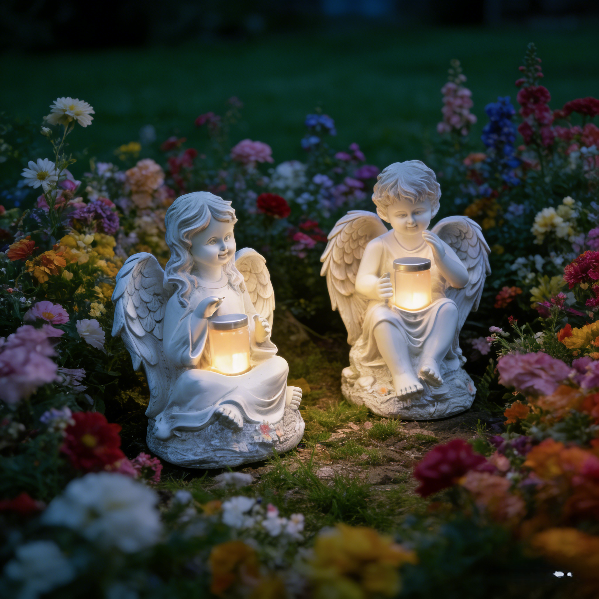 Angel Craft Figurines Garden Ornament Solar Lamp