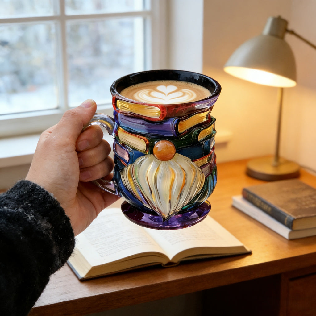 3D Hand Painted Gnome Book Mug