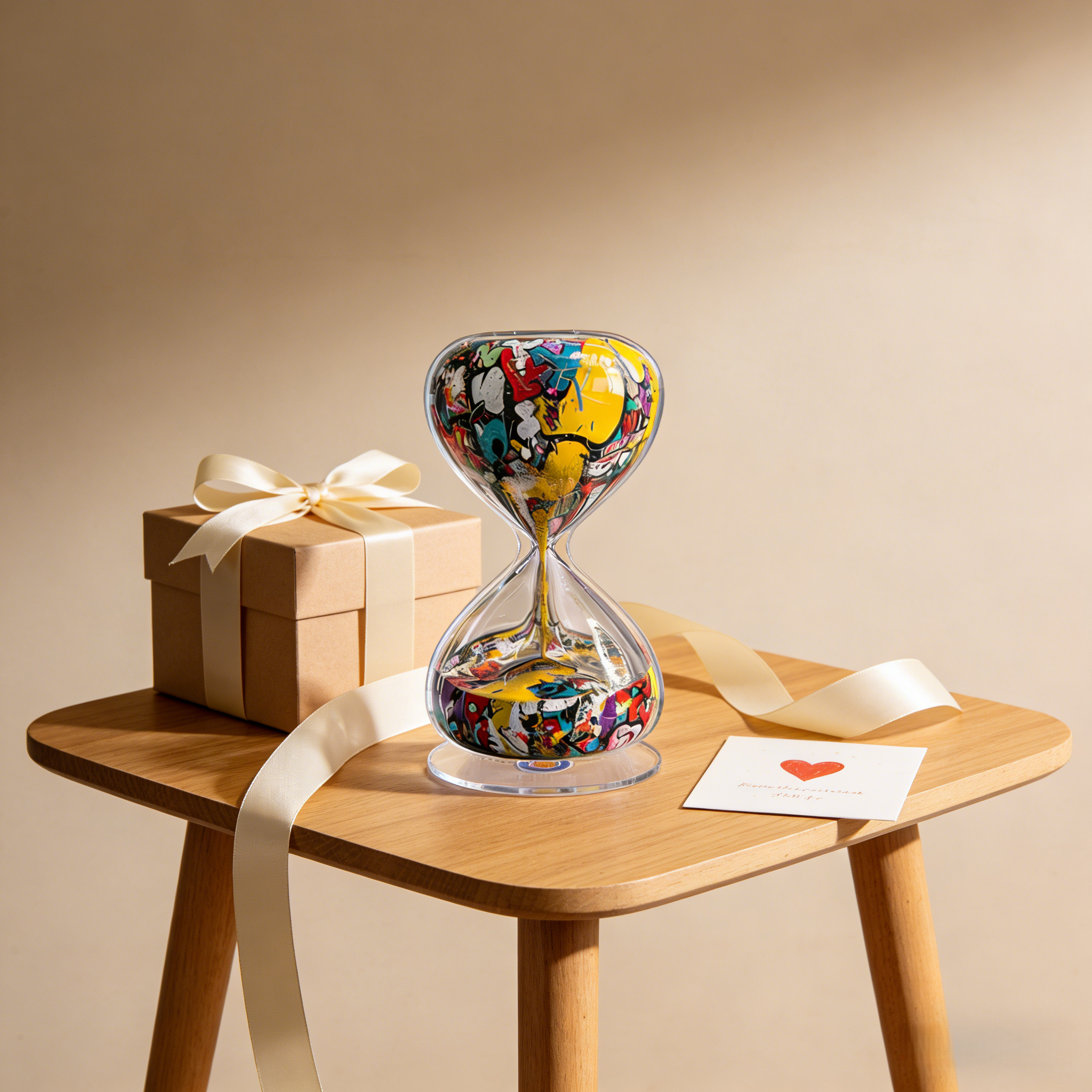 360° Rotating Acrylic Sand Timer with Graffiti Style Color Change