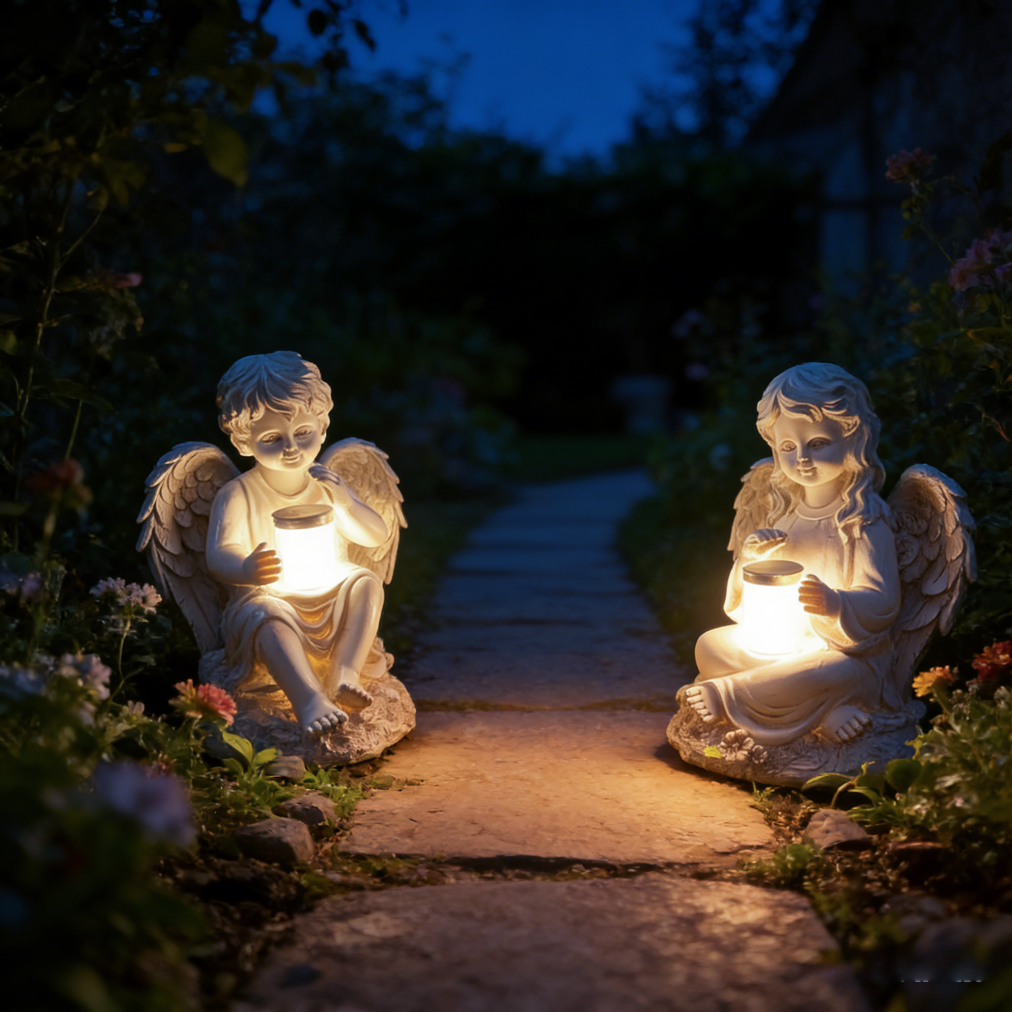 Angel Craft Figurines Garden Ornament Solar Lamp