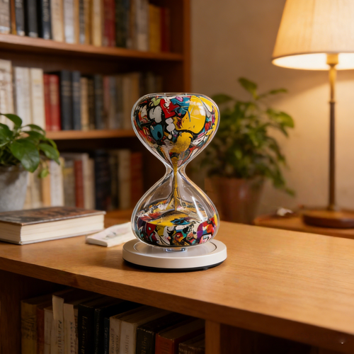360° Rotating Acrylic Sand Timer with Graffiti Style Color Change