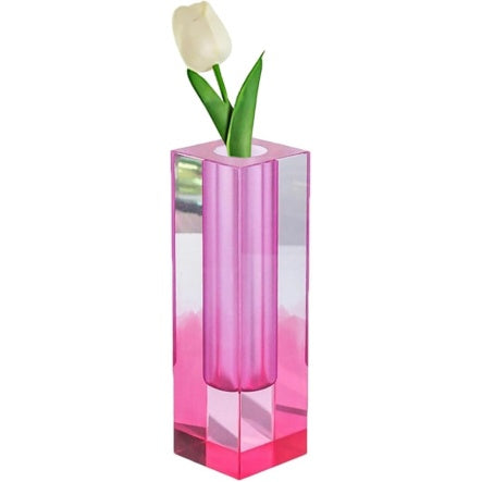 Acrylic Crystal Rainbow Color Square Bud Vase