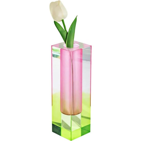 Acrylic Crystal Rainbow Color Square Bud Vase