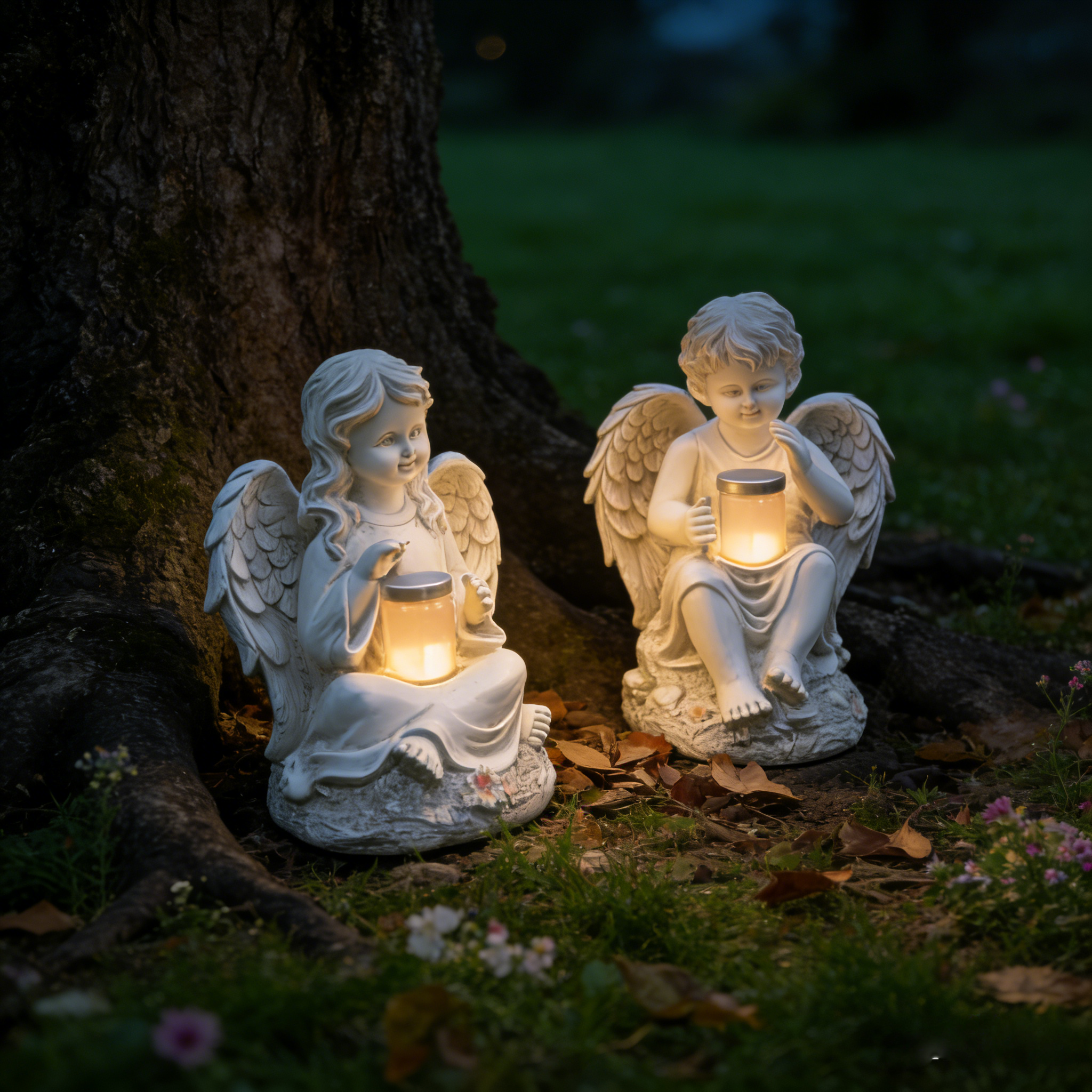 Angel Craft Figurines Garden Ornament Solar Lamp
