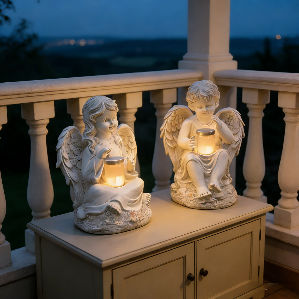 Angel Craft Figurines Garden Ornament Solar Lamp