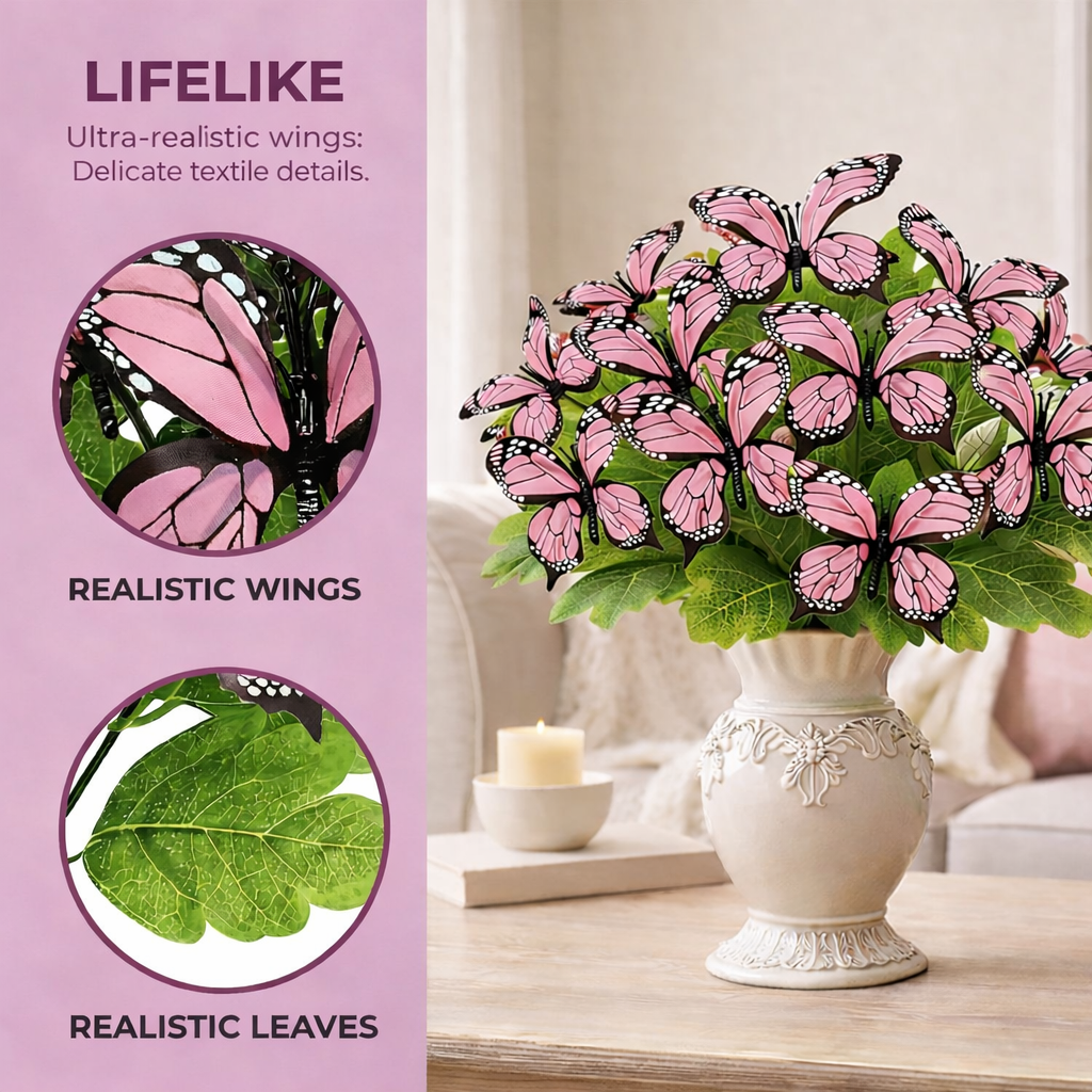 2 PCS Artificial Butterfly Floral Arrangement – Spring Home Décor