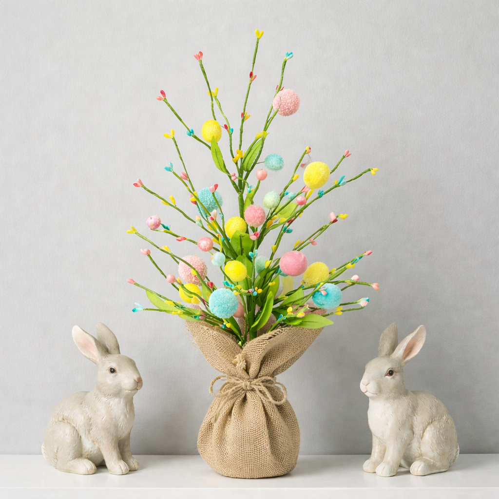 Easter Egg Tree Decoration,Easter Table Tree Decoration, Artificial Easter Egg Tree with Burlap Base