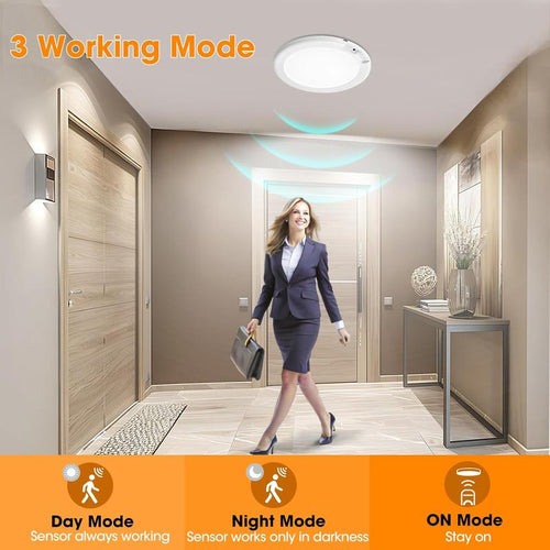 2026 New Rechargeable Motion Sensor Ceiling Light with Remote - Magnetic Wireless Ceiling Light Battery Powered for Closet Shower Stairs Shed Hallway Porch Patio ect