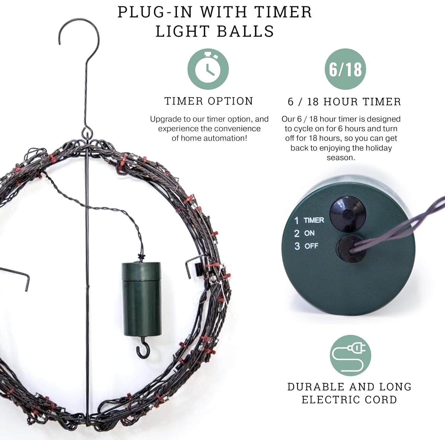 Christmas Folding  LED Ball Light with Multiple Auto Timing and Glow Modes