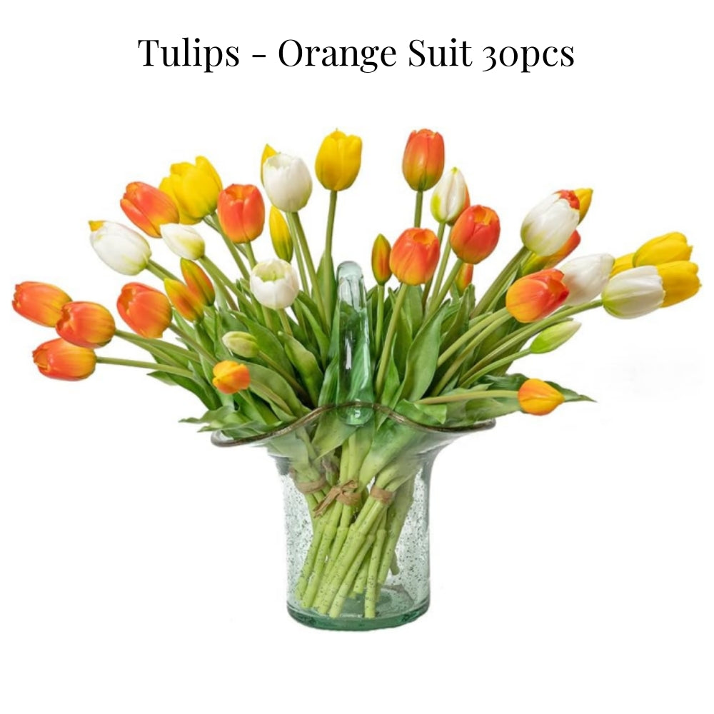 Artificial Tulips Flowers, Real Touch Latex Bouquet,Easter-ready Spring Décor
