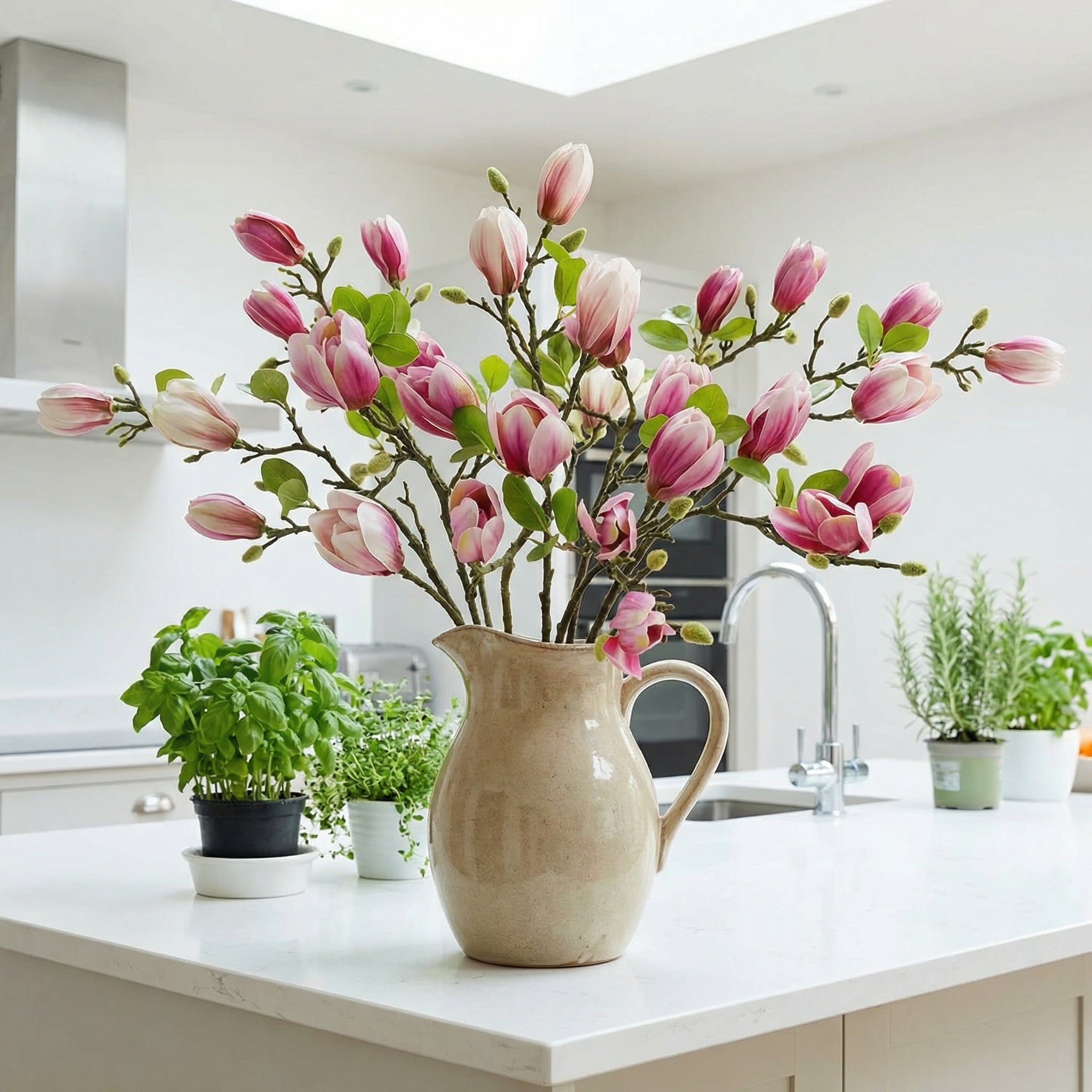 Artificial Magnolia Flower Branches Stem