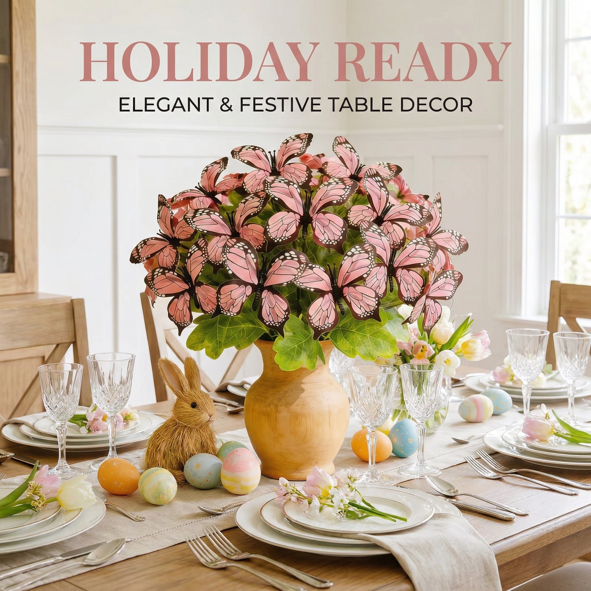 2 PCS Artificial Butterfly Floral Arrangement – Spring Home Décor