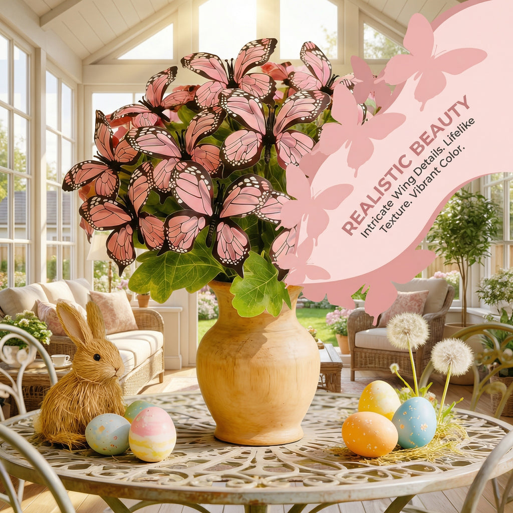 2 PCS Artificial Butterfly Floral Arrangement – Spring Home Décor