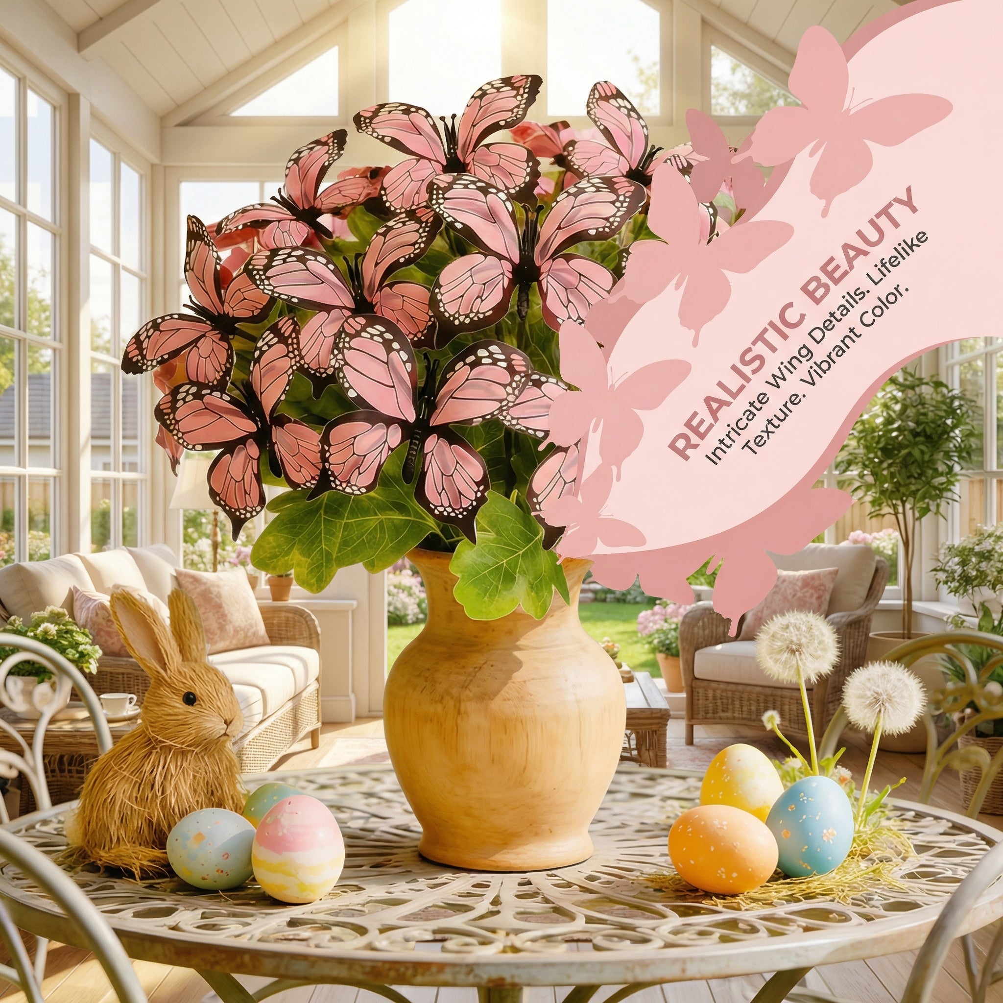 2 PCS Artificial Butterfly Floral Arrangement – Spring Home Décor