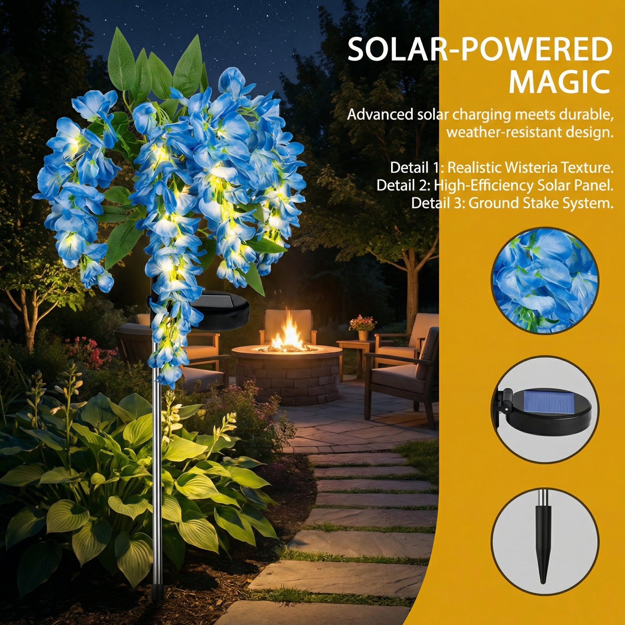 🌸 Solar LED Outdoor Wisteria Stake Lights | Glowing Floral Garden Accents