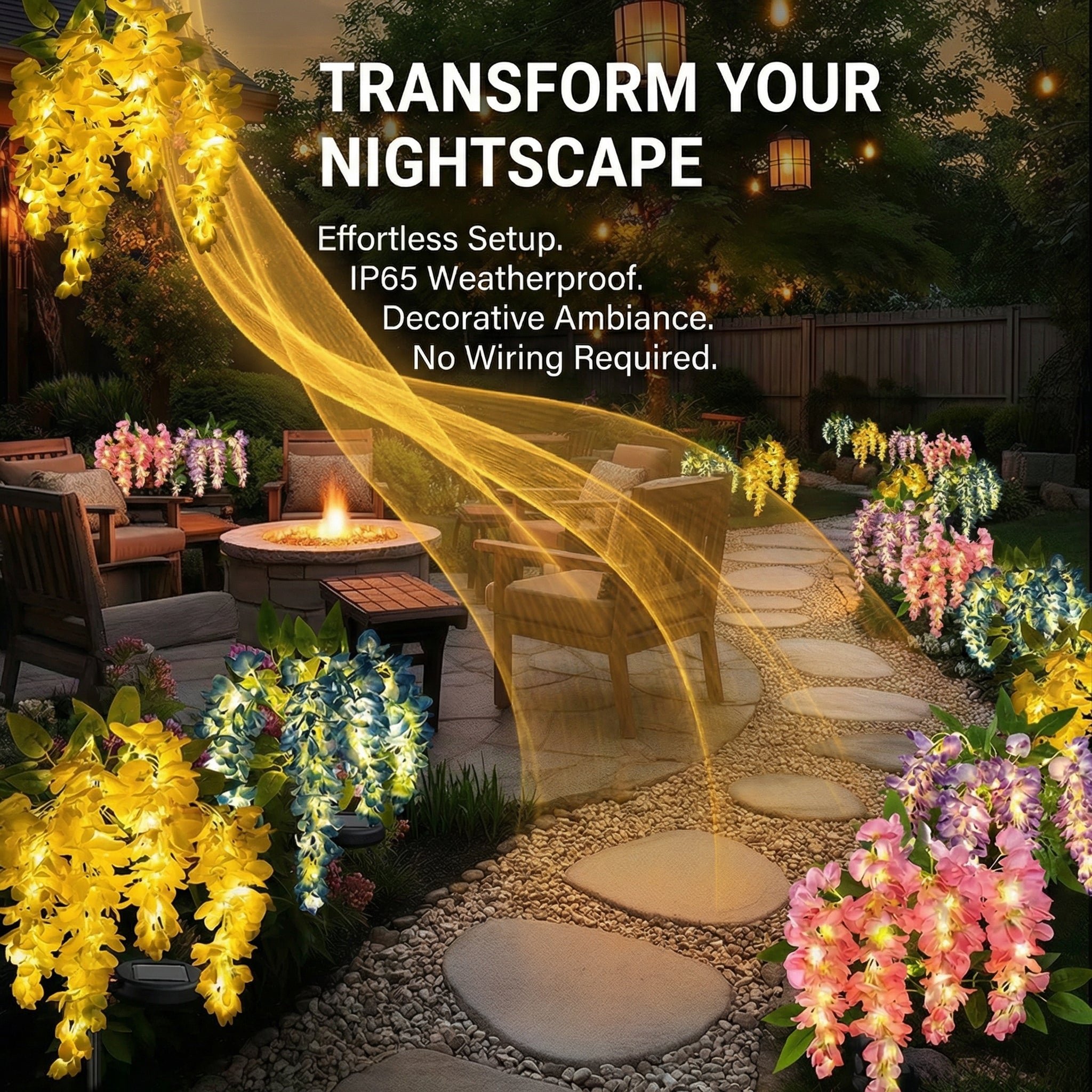 🌸 Solar LED Outdoor Wisteria Stake Lights | Glowing Floral Garden Accents