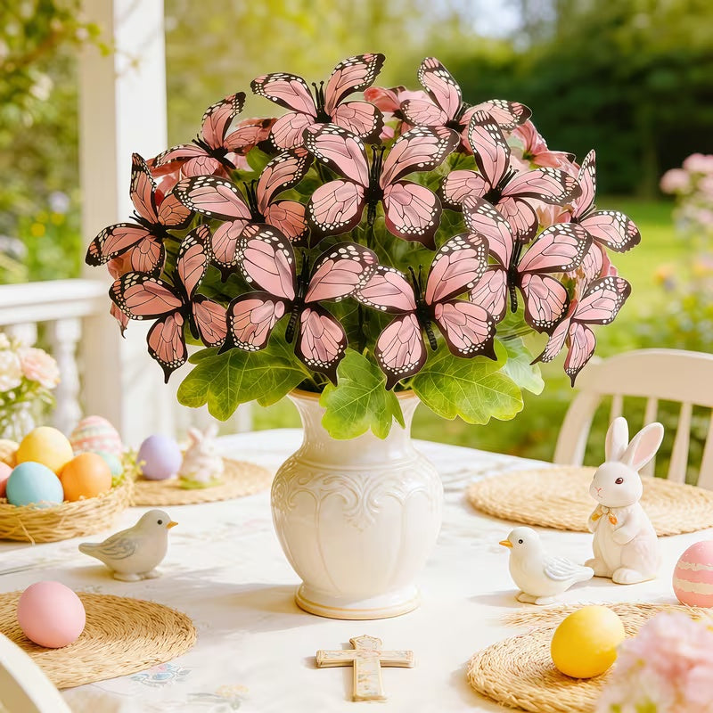 2 PCS Artificial Butterfly Floral Arrangement – Spring Home Décor