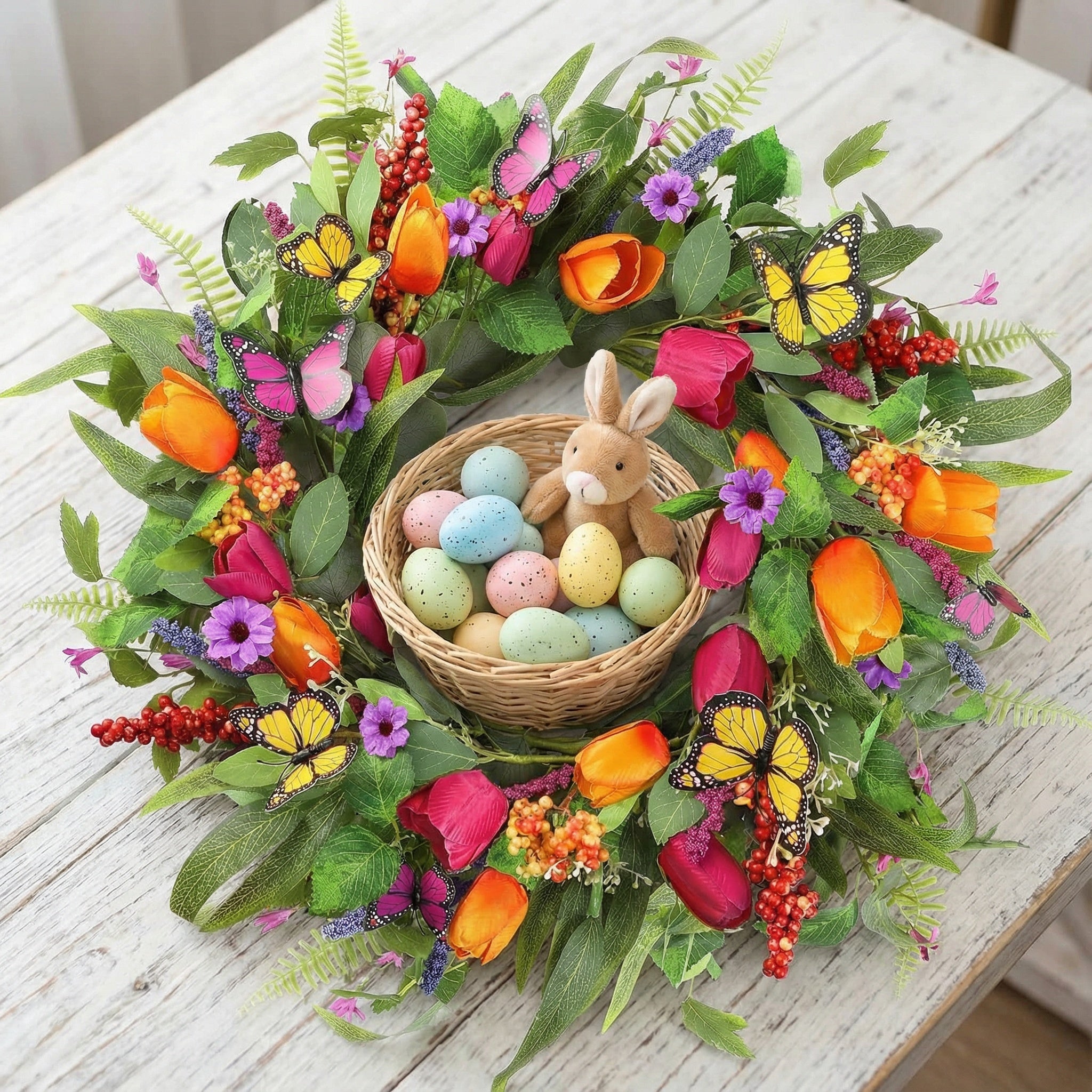 Artificial Tulip Wreath for Easter and spring decorating