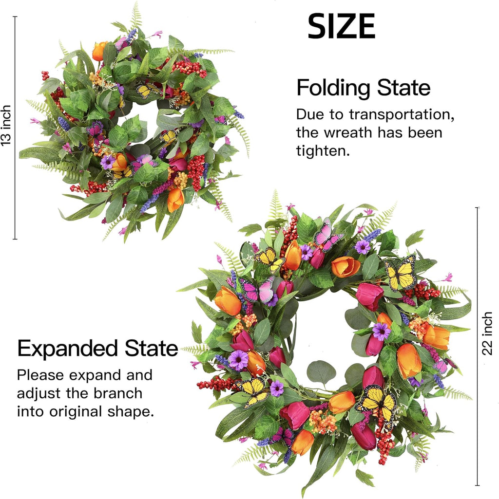 Artificial Tulip Wreath for Easter and spring decorating