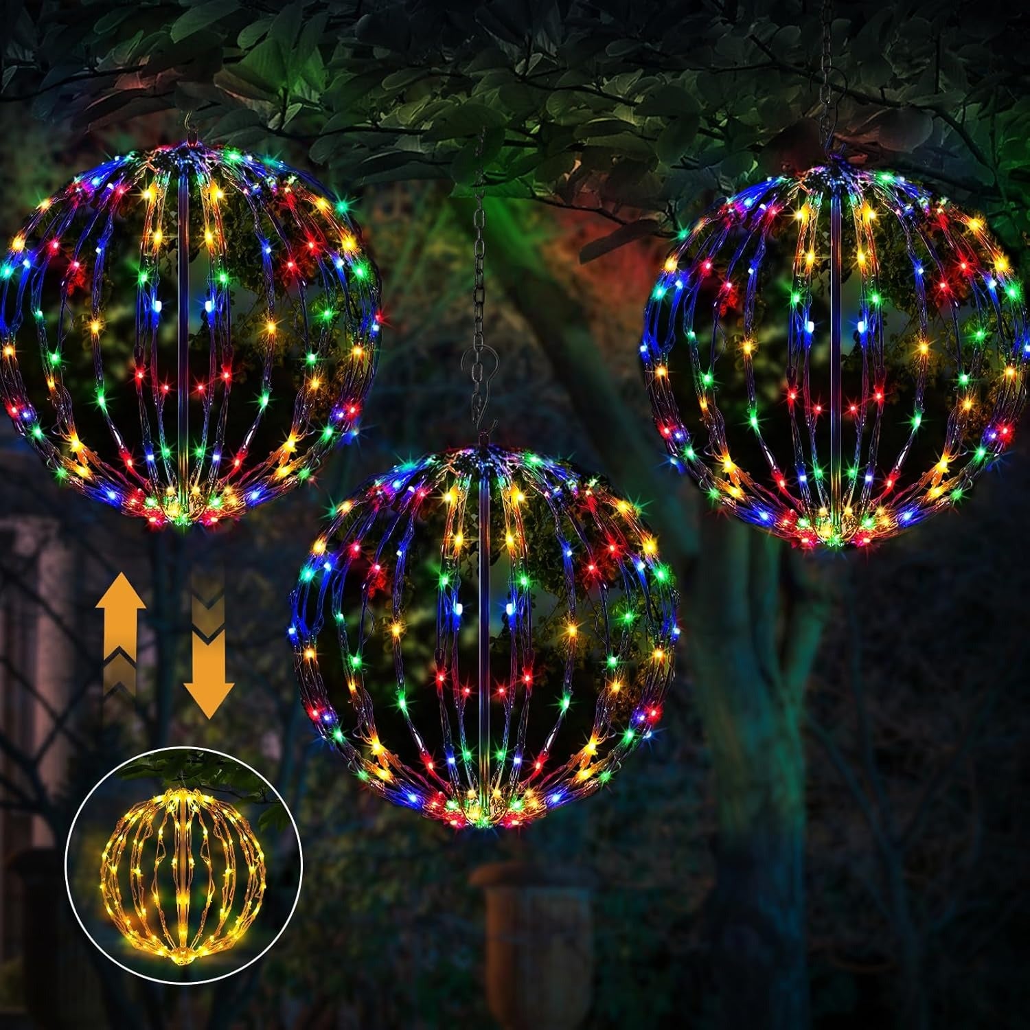 Christmas Folding  LED Ball Light with Multiple Auto Timing and Glow Modes
