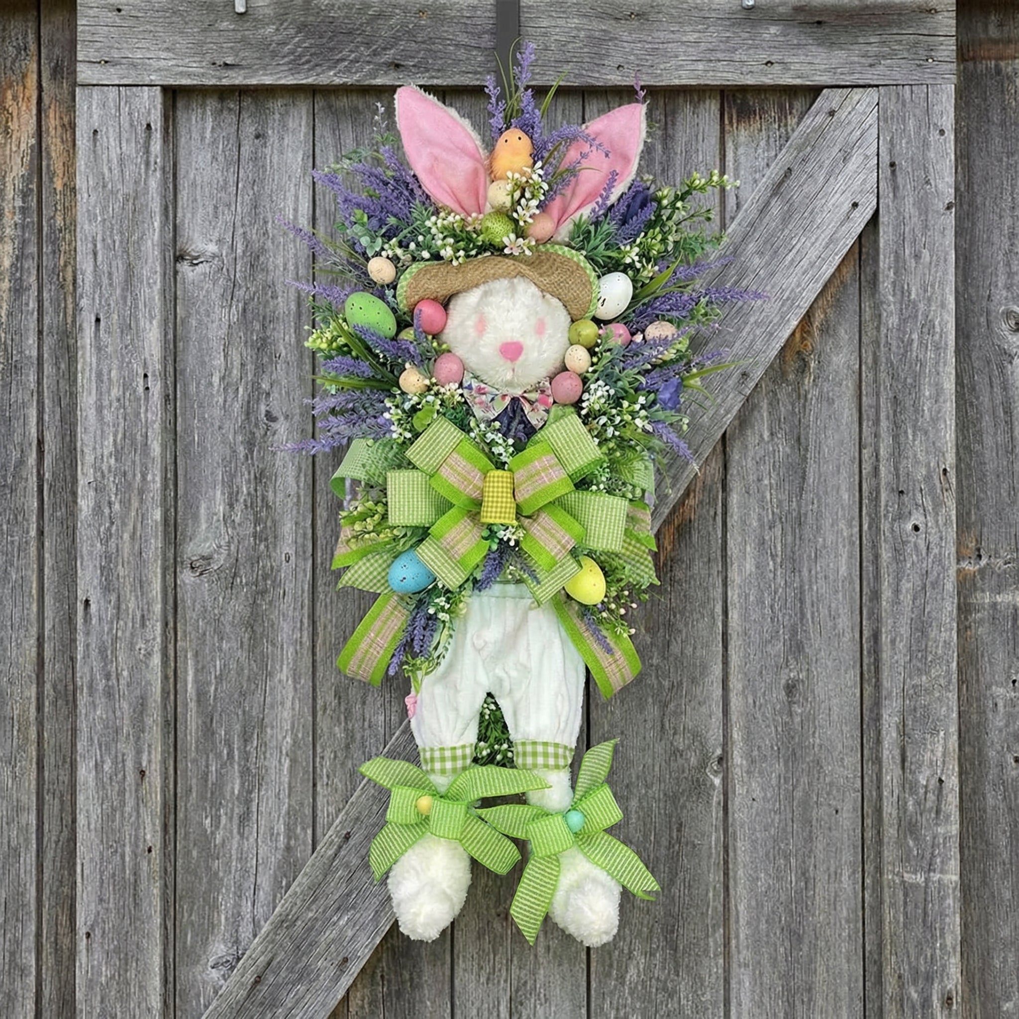 🐰 Easter Bunny Lavender Egg Wreath | Spring Farmhouse Door Decor