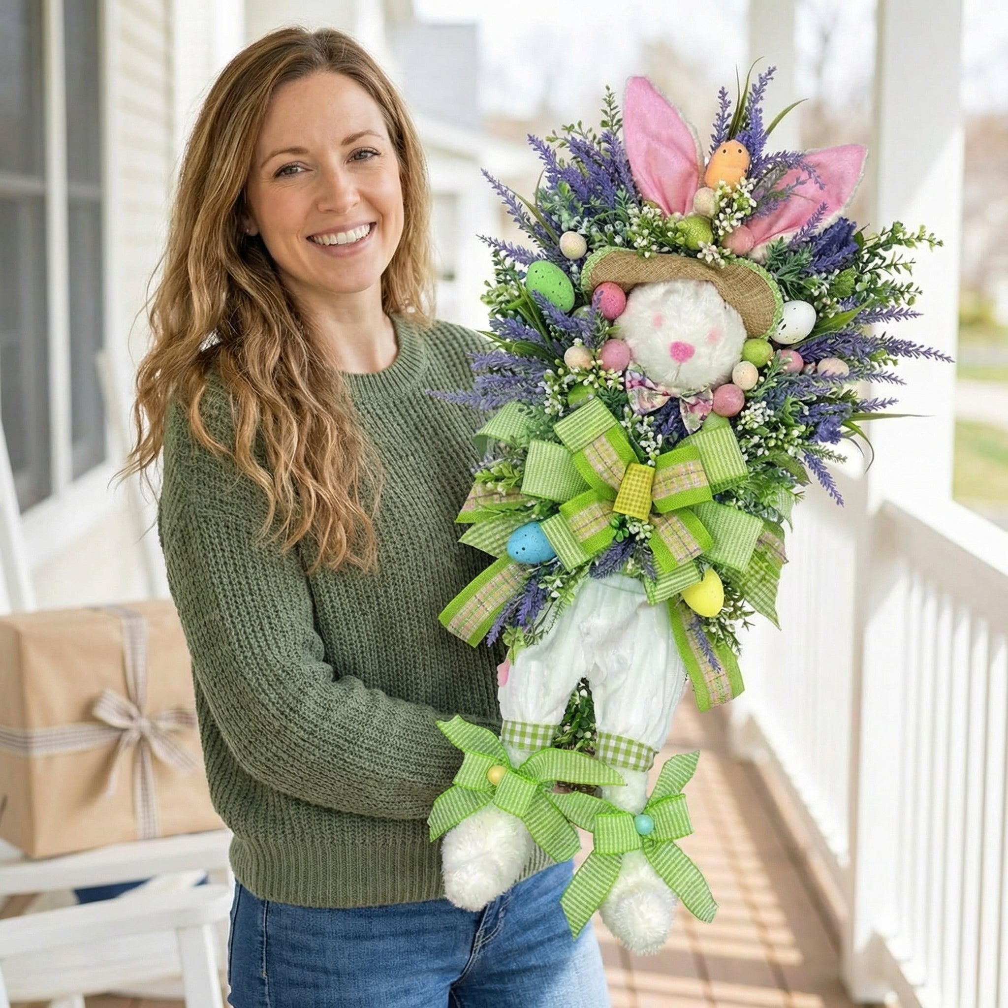 🐰 Easter Bunny Lavender Egg Wreath | Spring Farmhouse Door Decor