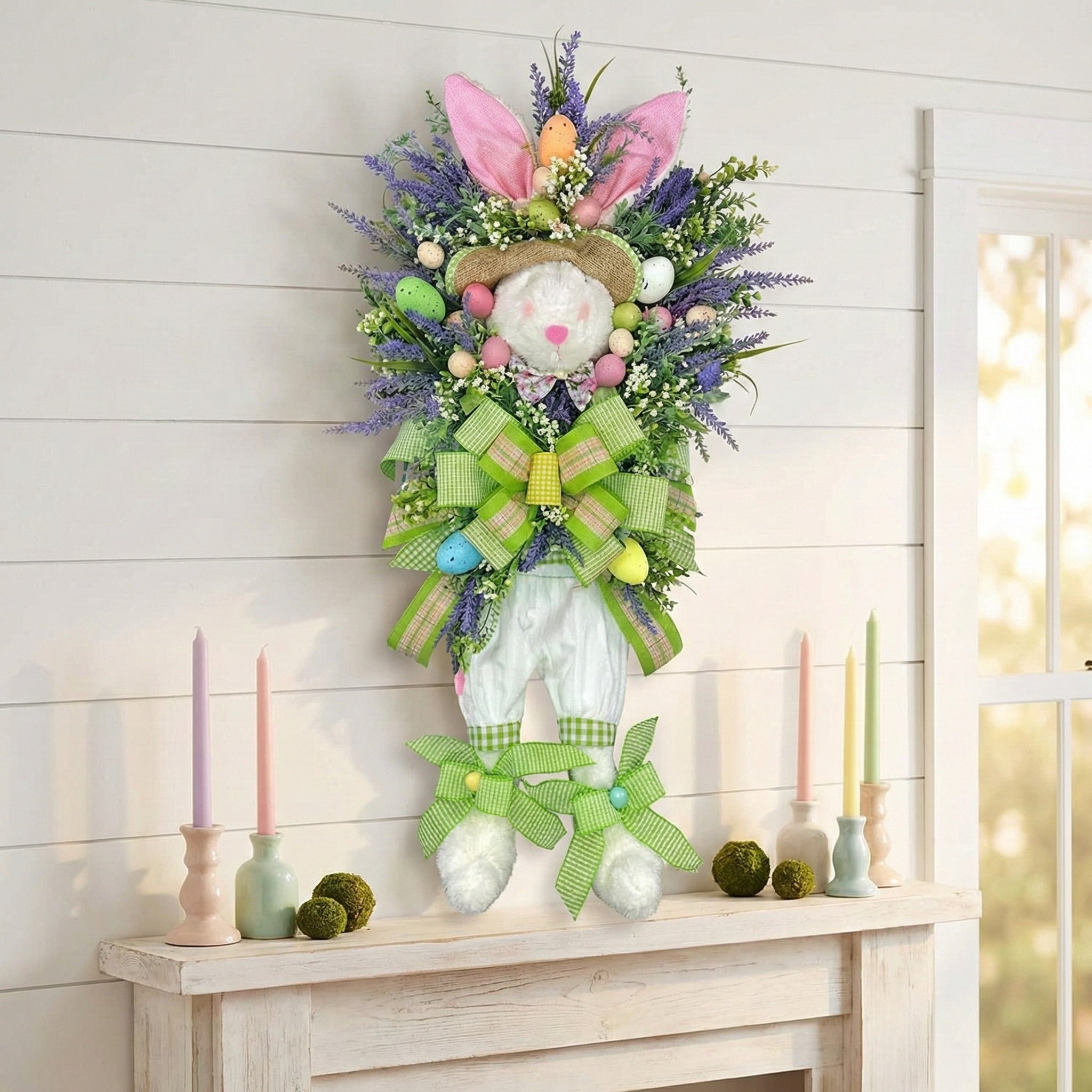 🐰 Easter Bunny Lavender Egg Wreath | Spring Farmhouse Door Decor